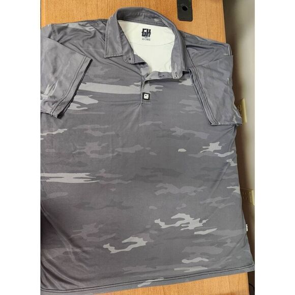 Greaterhalf 2X Grey camo short sleeved collared shirt - Picture 1 of 6